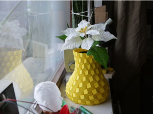 طرح سه بعدی گلدان مکعبی