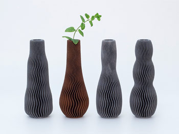 طرح سه بعدی گلدان موج دار